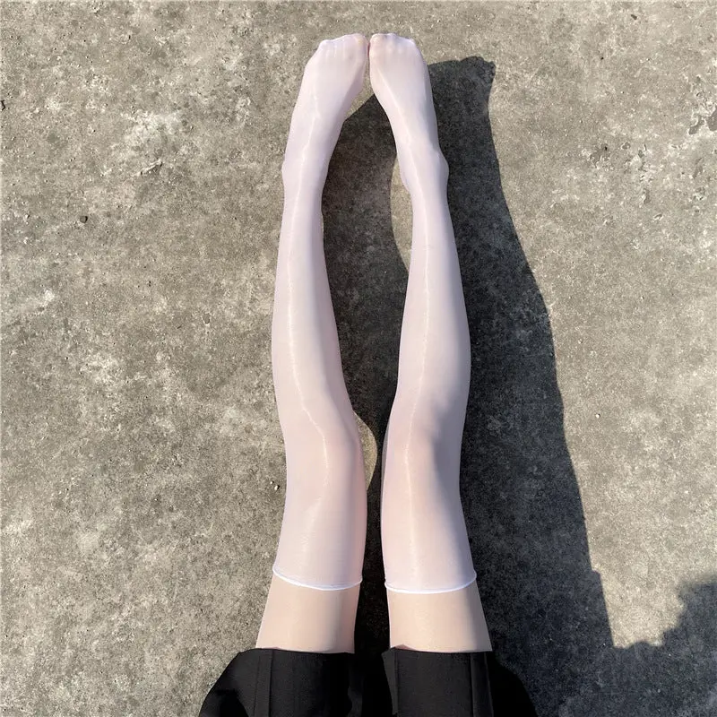 White borderless shiny stockings sexy - Image 3